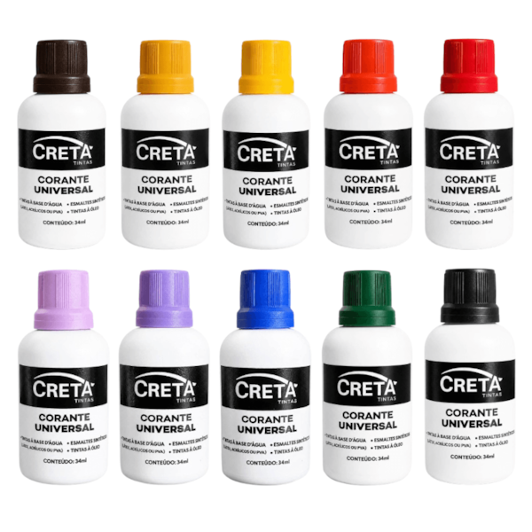 Creta Corantes Universais Kit 10 Pigmentos Sortidos 34ml Creta Corantes Universais Kit 10 Pigmentos Sortidos 34ml