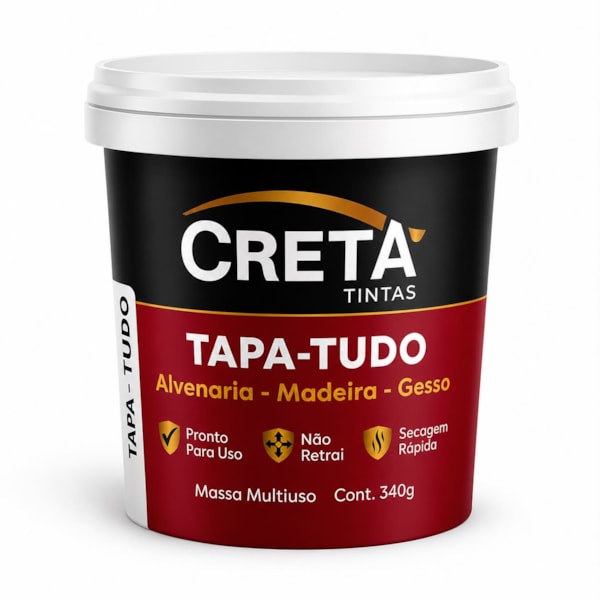 Creta Massa Tapa-Tudo 340g Reparo Trincas Fissuras Buracos Creta Massa Tapa-Tudo 340g Reparo Trincas Fissuras Buracos
