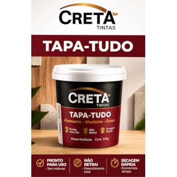 Creta Massa Tapa-Tudo 340g Reparo Trincas Fissuras Buracos