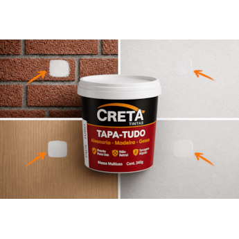 Creta Massa Tapa-Tudo 340g Reparo Trincas Fissuras Buracos