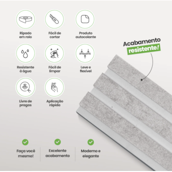 Painel Ripado Laminado Urban EVA Autocolante 10cm Meu Rodapé  Rolo 10m White