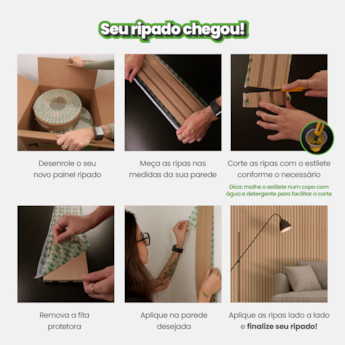 Painel Ripado Madeto EVA Autocolante 10cm Rolo 10m Madeto Carvalho Painel Ripado Madeto EVA Autocolante 10cm Rolo 10m Madeto Carvalho