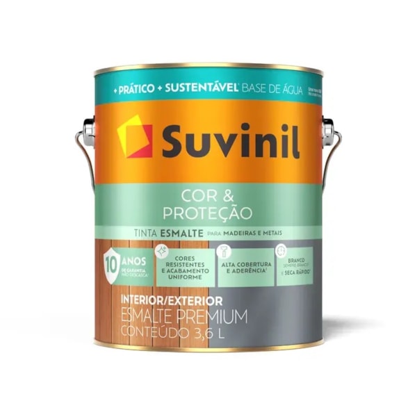 SUVINIL ESMALTE COR & PROTECÃO BASE AGUA BRANCO ACETINADO 3.6L SUVINIL ESMALTE COR & PROTECÃO BASE AGUA BRANCO ACETINADO 3.6L