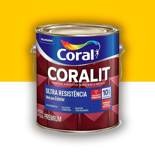 Tinta Esmalte Coralit Alto Brilho Amarelo 3,6l