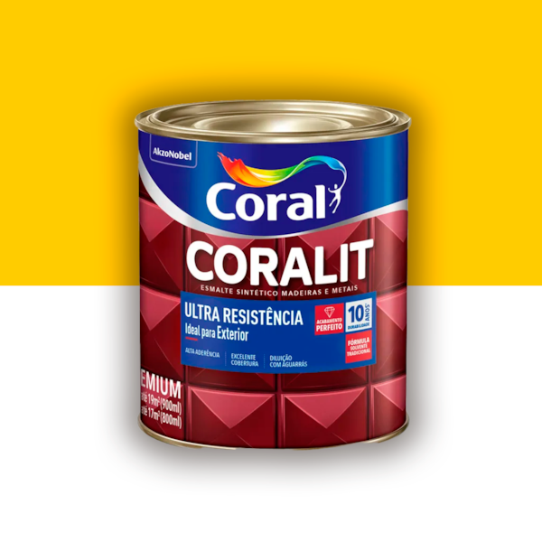 Tinta Esmalte Coralit Alto Brilho Amarelo 900ml Tinta Esmalte Coralit Alto Brilho Amarelo 900ml