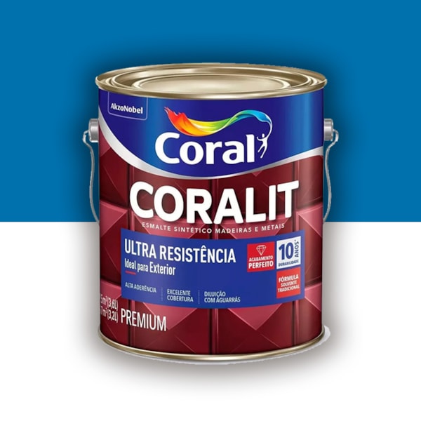 Tinta Esmalte Coralit Alto Brilho Azul França 3,6l