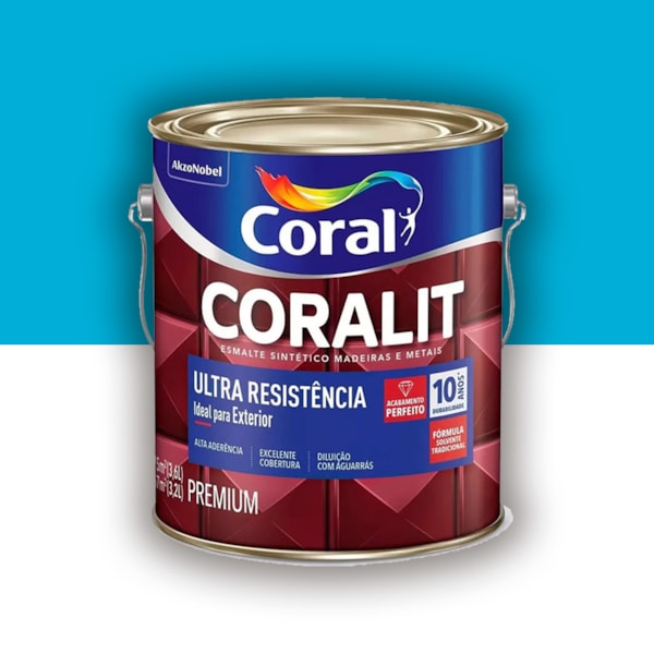 Tinta Esmalte Coralit Alto Brilho Azul Mar 3,6l