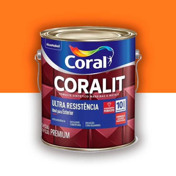 Tinta Esmalte Coralit Alto Brilho Laranja 3,6l