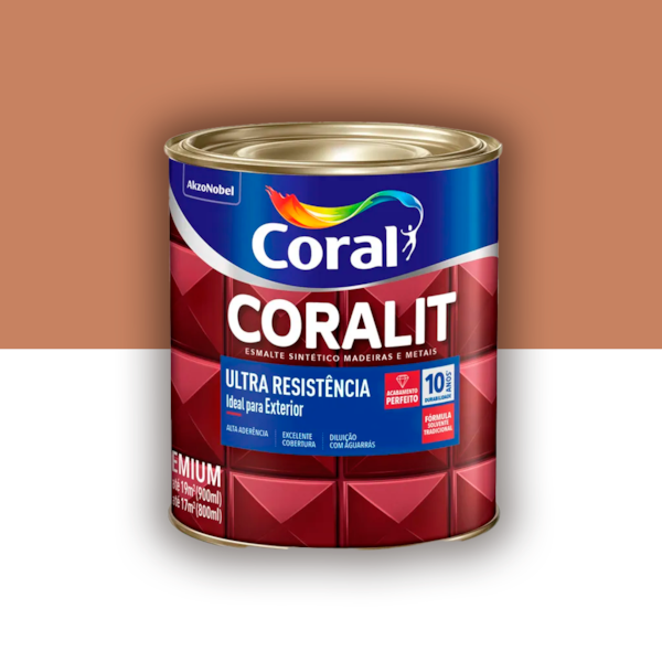 Tinta Esmalte Coralit Alto Brilho Marrom Conhaque 900ml