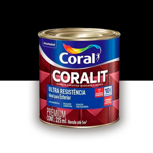 Tinta Esmalte Coralit Alto Brilho Preto 225ml Tinta Esmalte Coralit Alto Brilho Preto 225ml