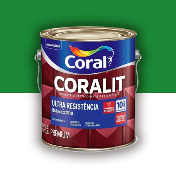Tinta Esmalte Coralit Alto Brilho Verde Folha 3,6l Tinta Esmalte Coralit Alto Brilho Verde Folha 3,6l