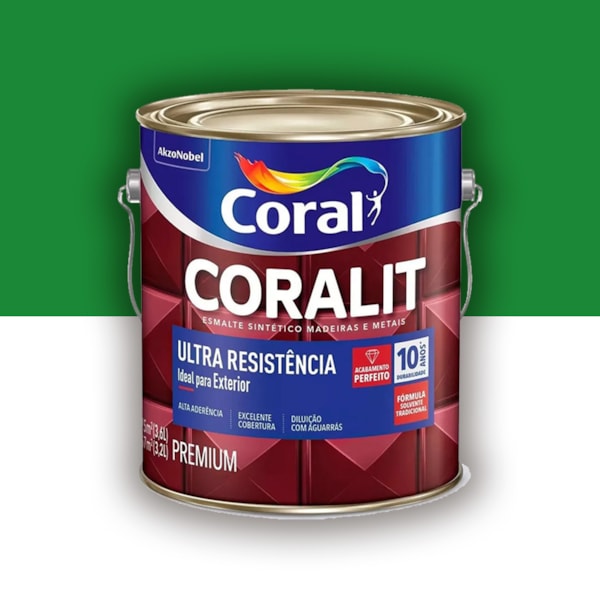 Tinta Esmalte Coralit Alto Brilho Verde Folha 3,6l