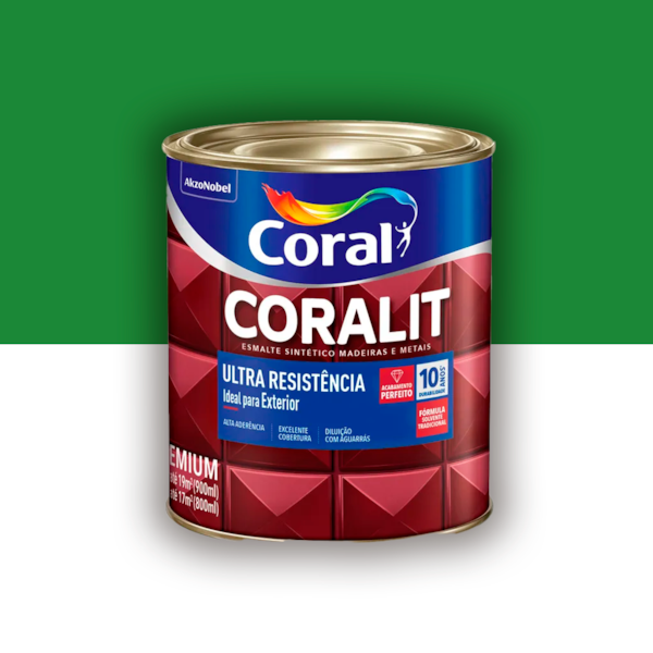 Tinta Esmalte Coralit Alto Brilho Verde Folha 900ml Tinta Esmalte Coralit Alto Brilho Verde Folha 900ml