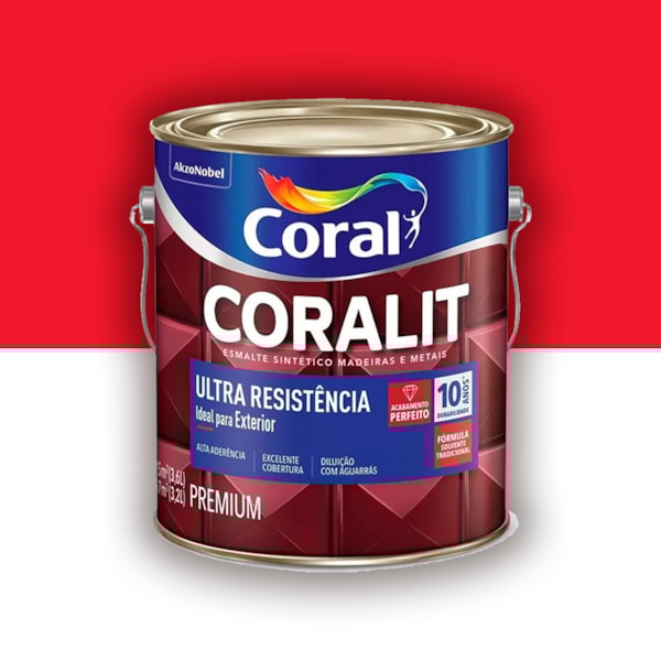 Tinta Esmalte Coralit Alto Brilho Vermelho 3,6l Tinta Esmalte Coralit Alto Brilho Vermelho 3,6l