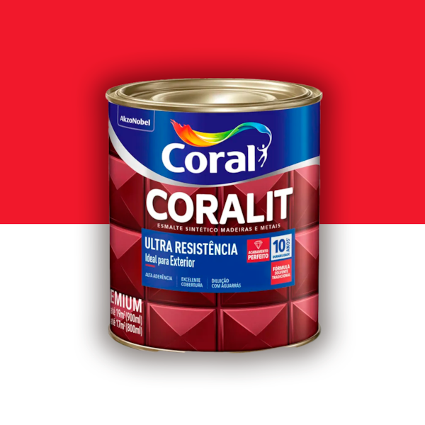 Tinta Esmalte Coralit Alto Brilho Vermelho 900ml