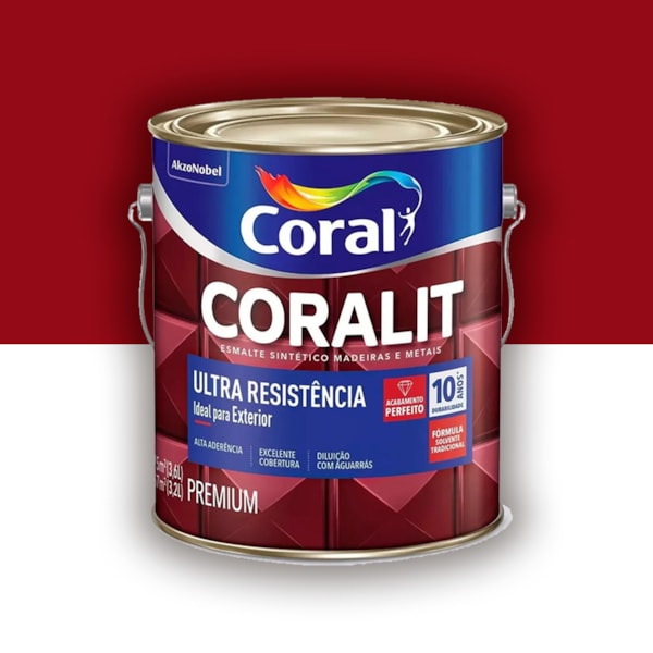 Tinta Esmalte Coralit Alto Brilho Vermelho Goya 3,6l