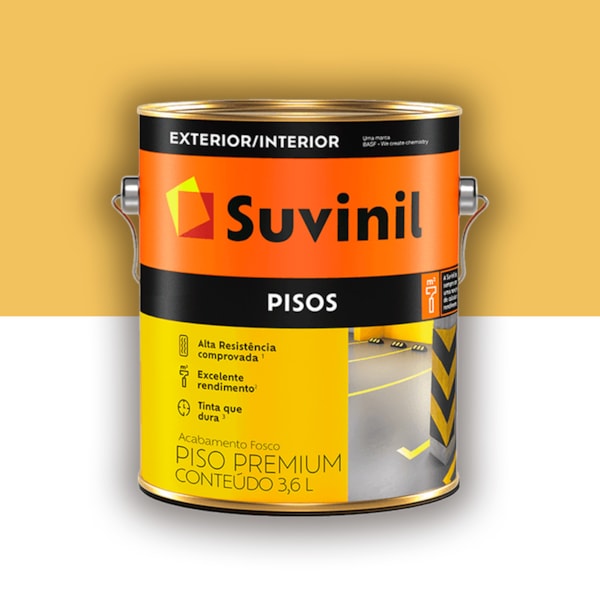 Tinta Piso Suvinil Amarelo Demarcação 3,6l Tinta Piso Suvinil Amarelo Demarcação 3,6l