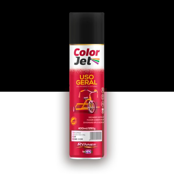 Tinta Spray Preto Brilhante Uso Geral Color Jet